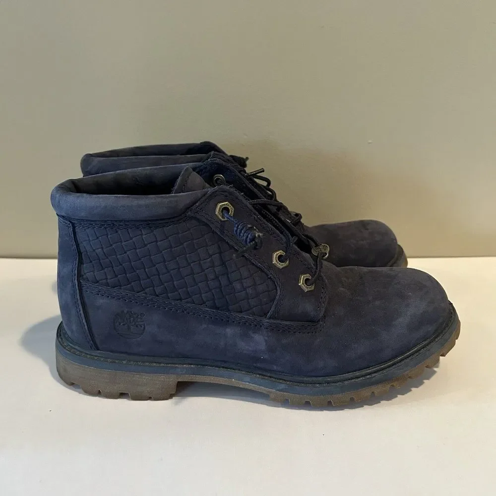 Timberland 8.5 Blue Leather Nellie Chukka‎ Waterproof Casual Outdoor Low Boots